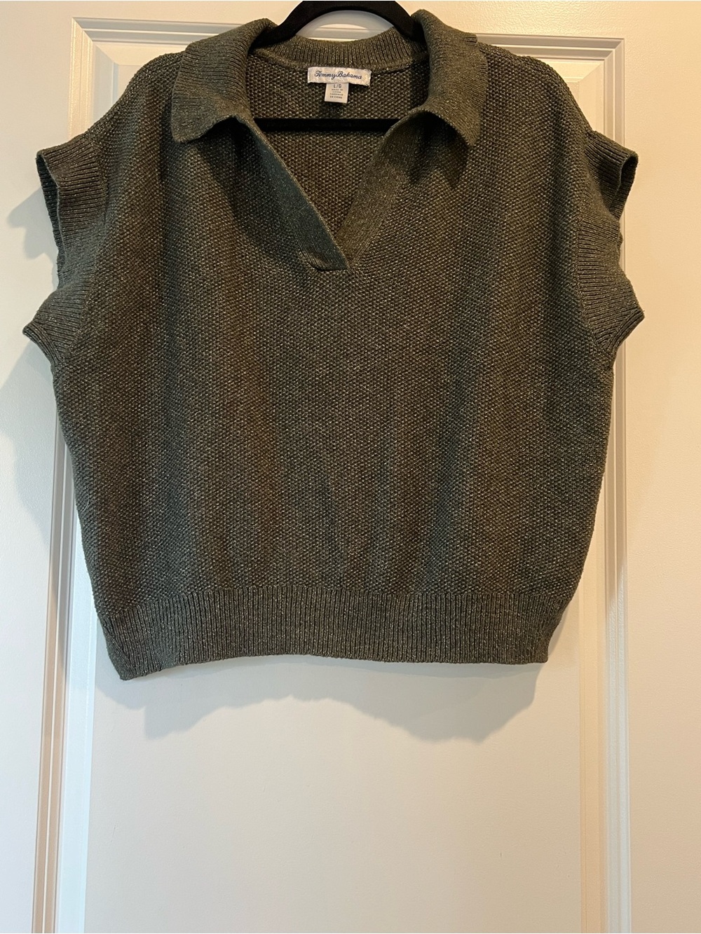 Tommy Bahama Olive Pebble Stitch Polo Sweater NWOT